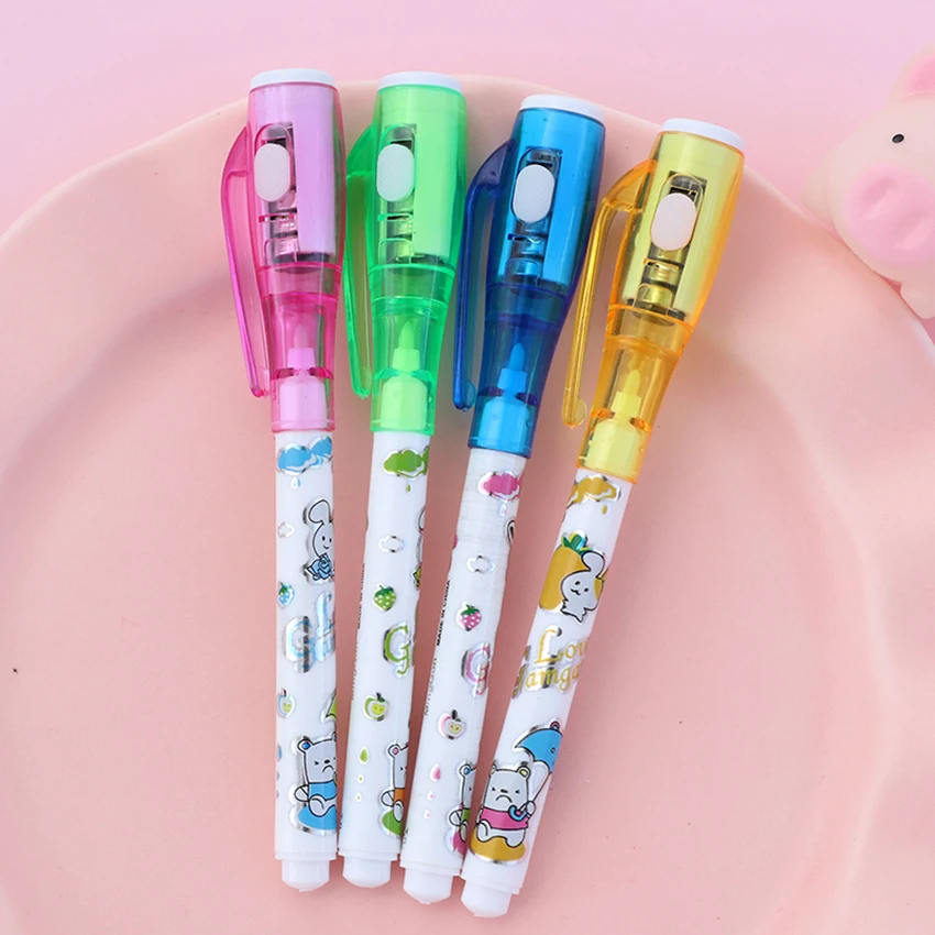 

Magic 2 In 1 Invisible Ink Pen Flashlight LED Highlighter Pen Fluorescent Marker Pen School Office Drawing Supplies Stationery