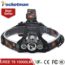 Светодиодный налобный фонарь 7000лм 3 светодиодный s вращающийся T6+ 2* XPE походный охотничий фонарь, налобный фонарь с магнитом для 2*18650