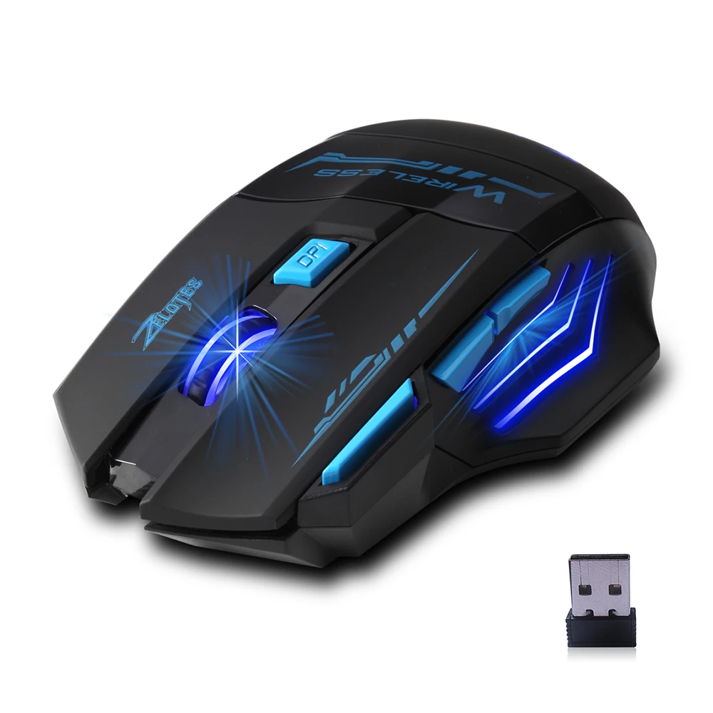Оптическая беспроводная игровая мышь Zelotes F 14 с подсветкой и регулируемым DPI|mouse