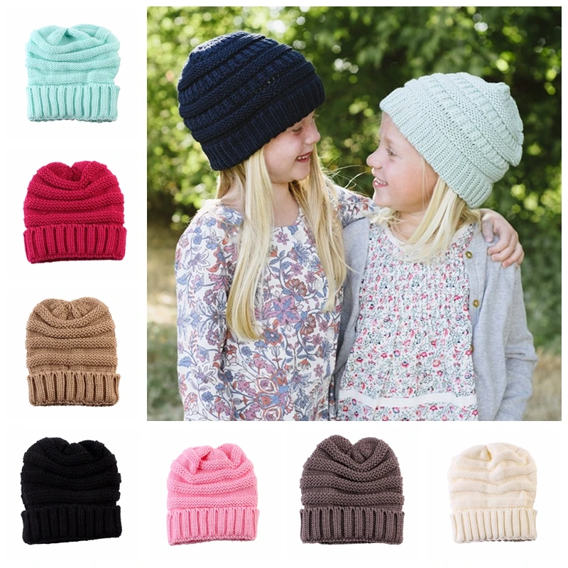 

Fashion Baby Comfortable Princess Girls Knitting Hats Cotton Keep Warm Beanies Kids Caps For Children Infant Toddler Solid Cap