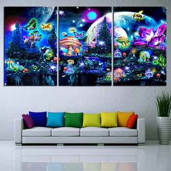 

Canvas Paintings Wall Art 3 Pcs Beautiful Butterfly Bee Cartoon Landscape Pictures Prints Home Decor Poster Living Room Modular