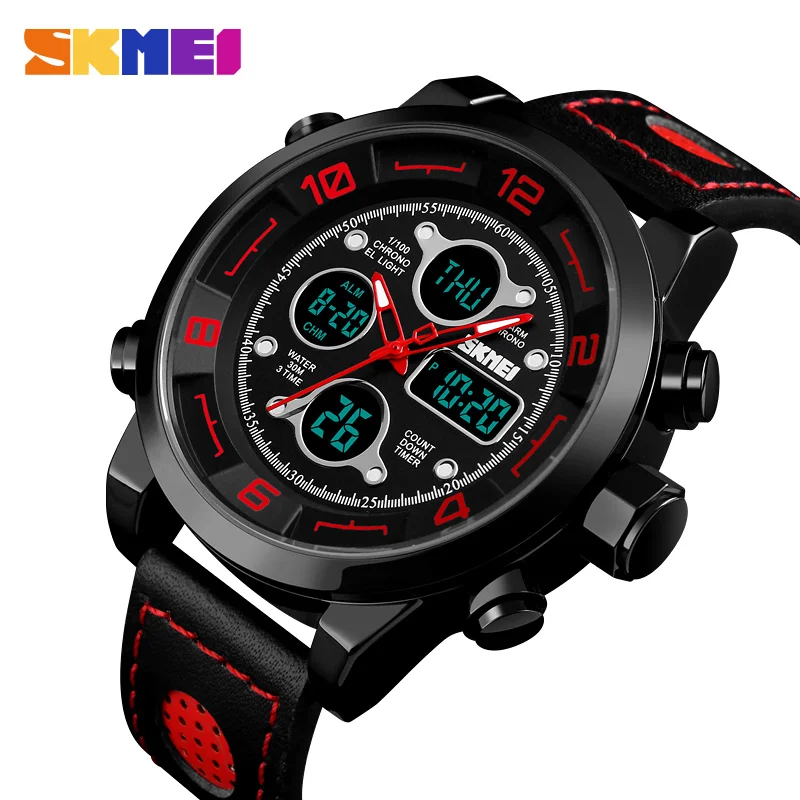 

SKMEI Dual Display Sport Watch Waterproof Time Week Date Wristwatch Complete Calendar LED Display Shock Resistant Alarm