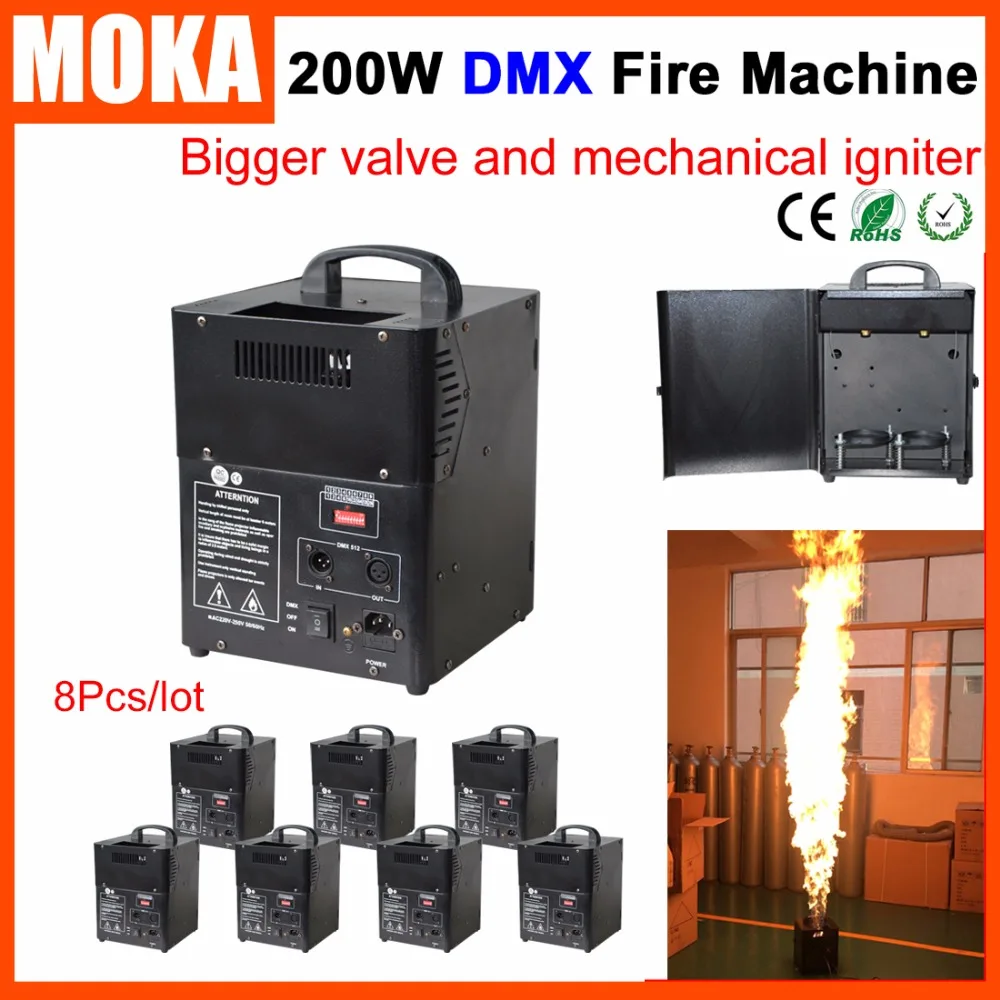 

8 Pcs/lot DMX 512 Fire Machine 200w Stage Effect Equipment Fire Flame Machine For Stage Lighting Effect dmx 1 channel