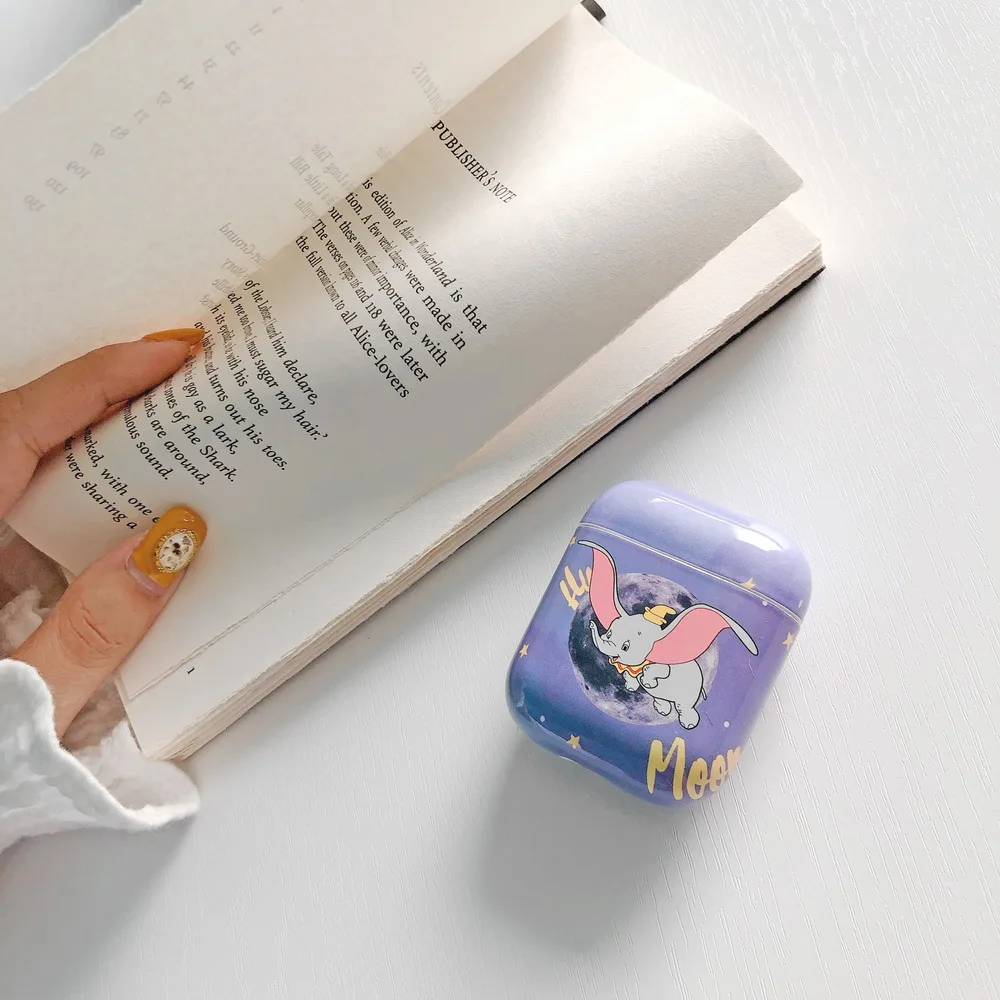 Милый kawaii DUMBO Маленький слон чехол для Airpods прекрасный мультфильм изображение идеальный дизайн Apple Airpods2 Bluetooth наушники чехол