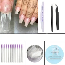 1 компл. стекловолокна гель продлевающий половой акт комплект с зажимом пилочка для ногтей пинцет для наращивания ногтей Акриловые Советы маникюрный салон инструмент