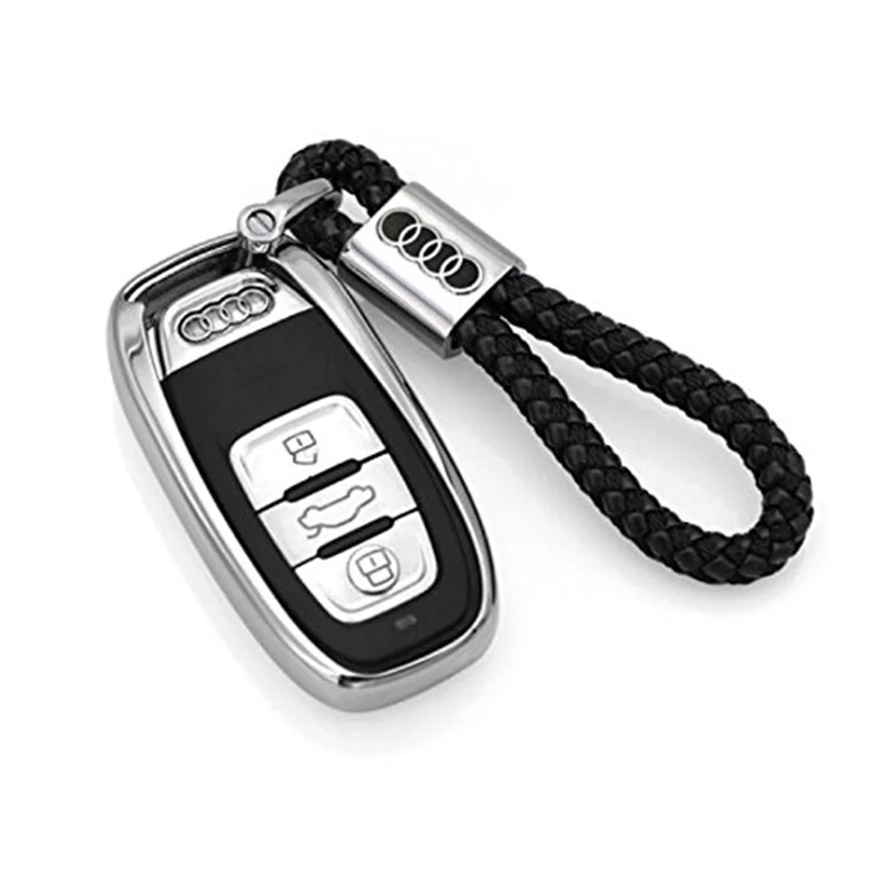 

Genuine Leather Car Logo Keychain Audi Key Chain Key Ring Metal Alloy BV Calf Style Leather Gift Decoration Accessories