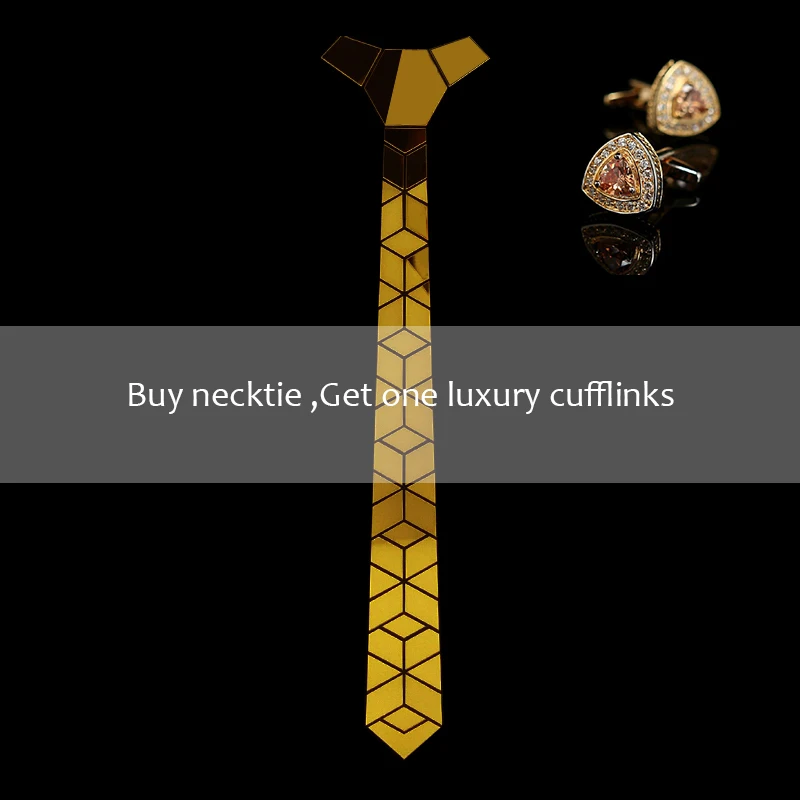 Corbata de espejo de oro brillante con forma de Diamante delgado para hombre Bling accesorio boda Club de noche cantante DJ Fashion Show Party Tie Suits - 1