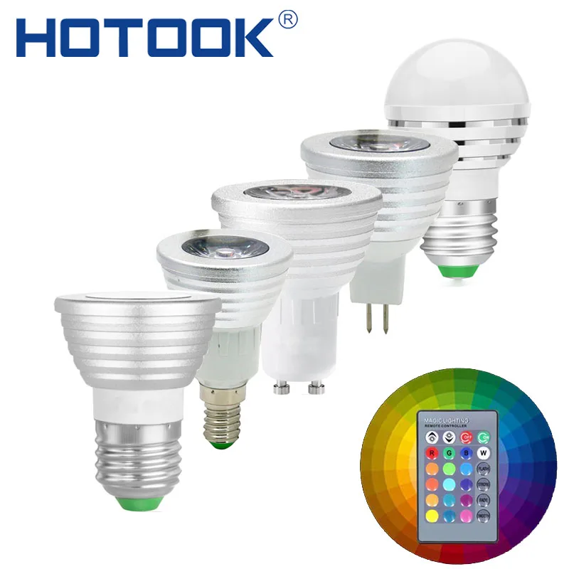Светодиодная RGB-лампа E27 E14 GU10 MR16 с регулируемой яркостью 3 Вт 110 В 220 12 | Лампы и