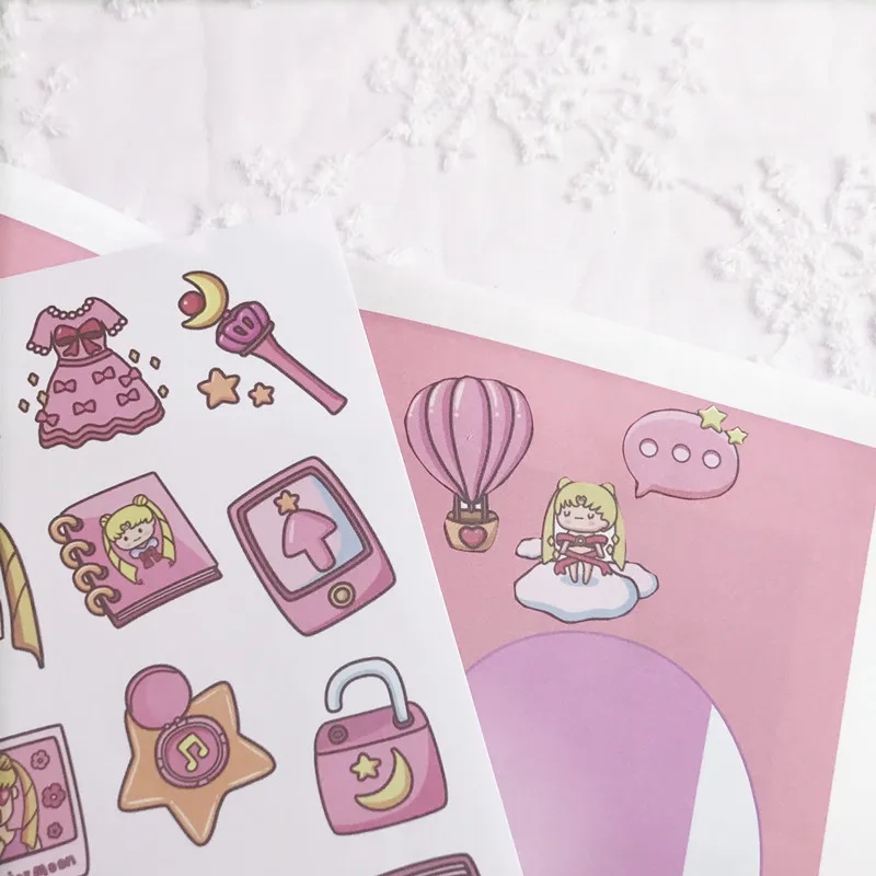 Kawaii мультфильм Сейлор Мун бумажные наклейки DIY наклейки для дневника Скрапбукинг для планировщика альбом милые наклейки канцелярские