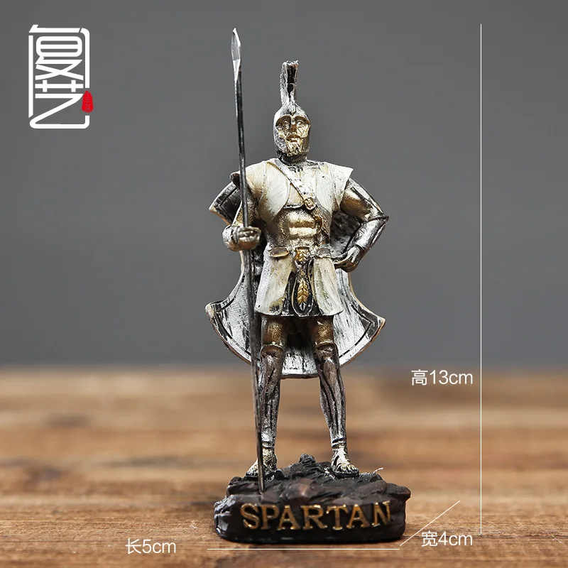 Винтажная римская Скульптура солдата, греческая мифологическая фигура, ретро декоративная статуя, средневековая доспехи, статуя Божья статуя, полимерная кукла, Декор - Цвет: little Sparta A