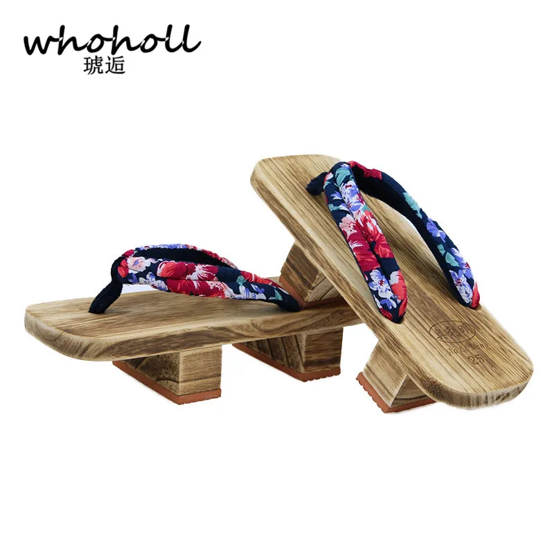 

TAYUN Women Sandals 2017 summer unisex Japanese Gate flip flops Clogs wooden platform double heel cosplay costumes GETA-226