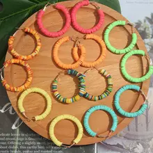 JUST FEEL модные большие женские серьги-кольца ручной работы из смолы Круглые Vinatge оболочки большая серьга кольцо вечерние Богемные аксессуары