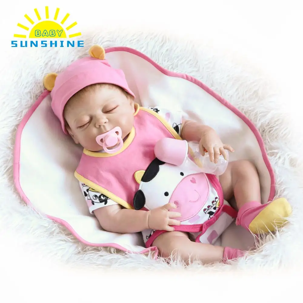 22 дюймов 55 см Reborn Baby Doll девочка полная силиконовая Спящая кукла детская Ванна игрушка с одеждой реалистичные милые подарки игрушка