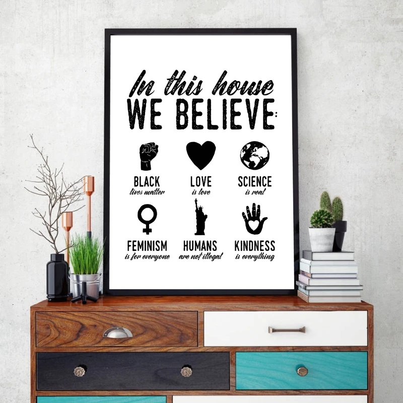 

Birthday Gift Protest Art Resist Canvas Painting Pride Poster And Print In This House Anti Trump Wall Art Picture Home Decor