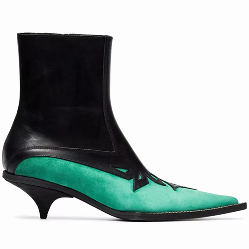 Del Mujer De Cuero Dedo Botines Crving Puntiagudo Las Zapatos 2019 Para Green Negro Verde Suede Mujeres Cremallera Pie Talones Rg1Pq