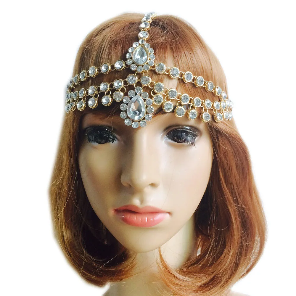 Buy Gold Head Chain Rhinestone Hair Jewelry Head