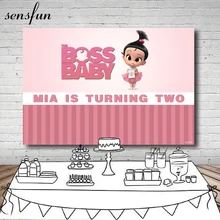 Sensfun Boss детская тема девушка день рождения фоны для фотостудии Розовый Полосатый Фон фотографии на заказ 7x5ft винил