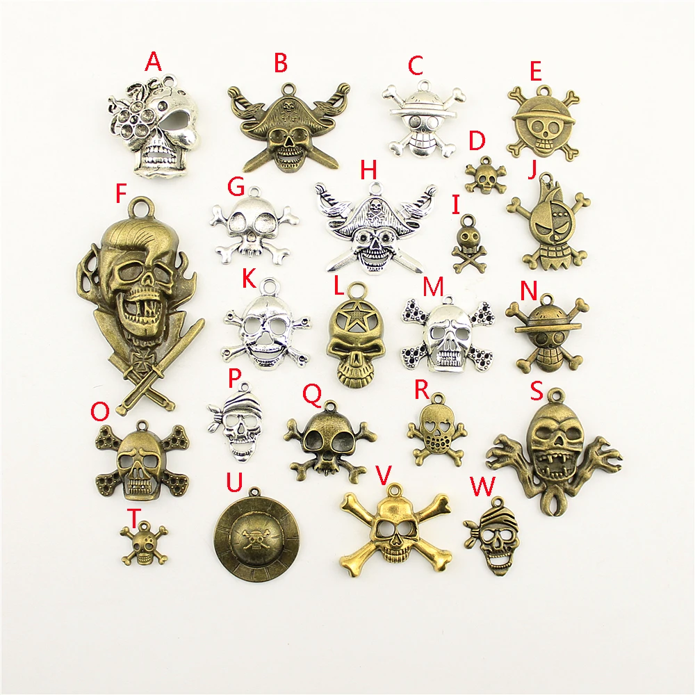 

3Pcs Pirate Skull Death Charms Pendant For DIY Jewelry Making Handmade Bracelet Necklace Key Chain Bag Accessories