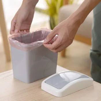 

Innovative Shake Cover Trash Can Household Bathroom Kitchen Shake Lid Storage Bucket Custom Trash Can with Lid Large Capacity