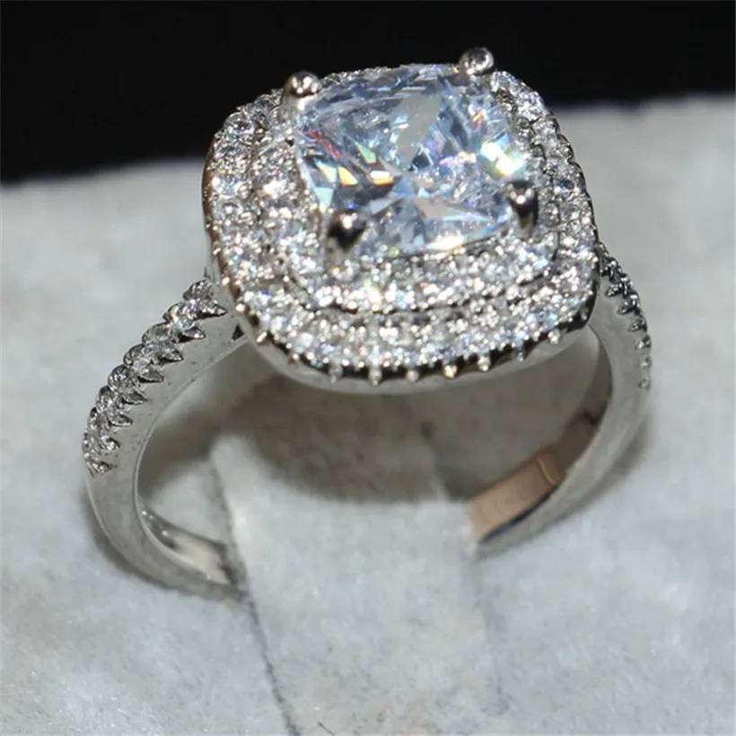 Fashion jewelry 925 Sterling Silver ring Princess cut 4ct Diamant 2