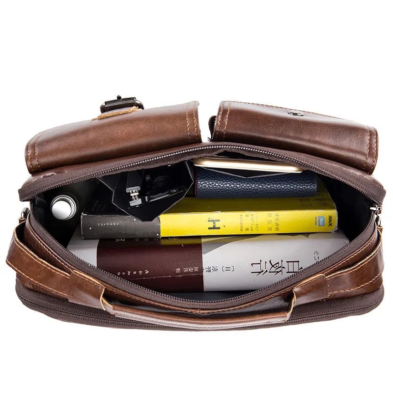 ETONTECK جلد أصلي للرجال حقيبة كتف خمر الذكور حقائب المرقعة حقيبة ساع الذكور الأعمال Crossbody حقيبة اليد