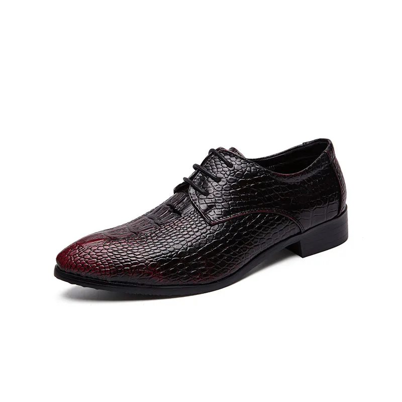designer snake skin formal leather men shoes crocodile pattern dress wedding male footwear pointed toe brogue oxfords for men (2)