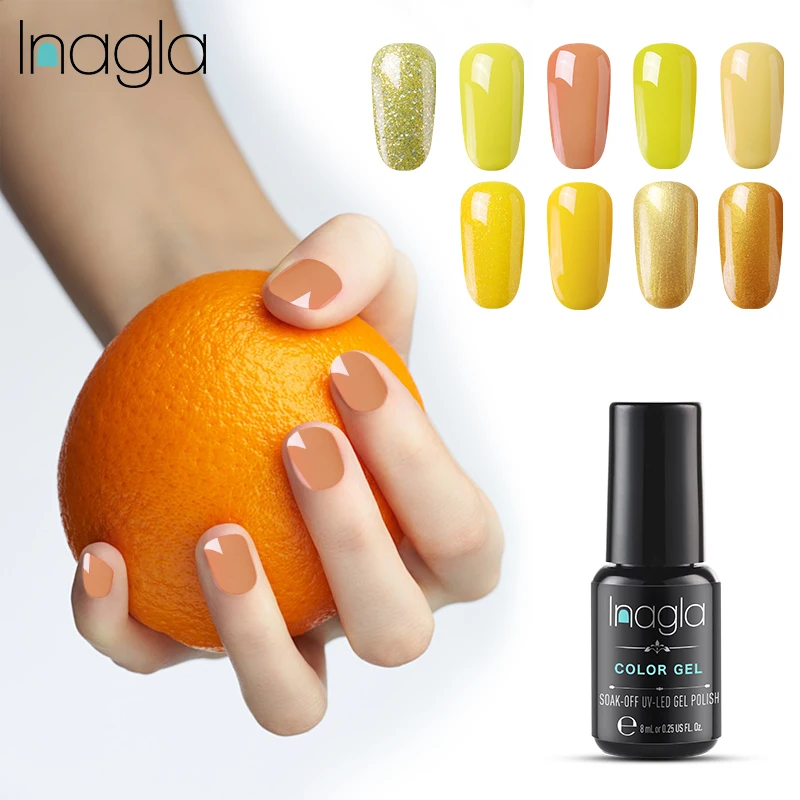 

Inagla Soak Off Pure Color Gel Polish Nail Polish 8ML UV LED Varnish Enamel Lacquer Long Lasting Top Base Coat