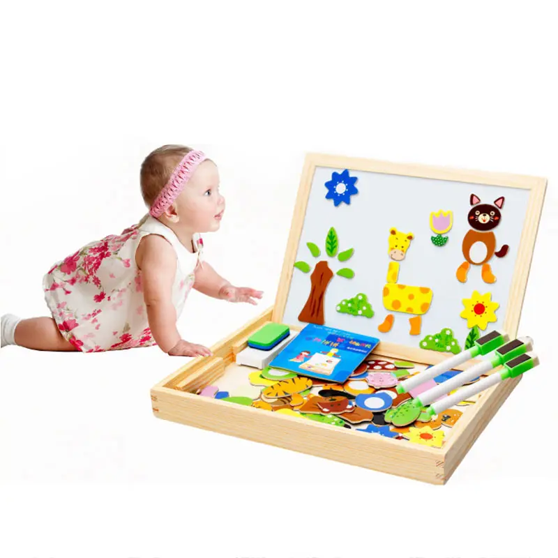 Развивающие игрушки деревянные малышей игрушка-головоломка Классная доска Красочные Магнитные узор головоломка набор fj88