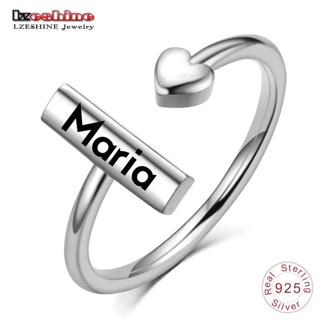 LZESHINE Customize Engraved Name Ring Silver S925 Personalized Custom Adjustable LZESHINE Customize Engraved Name Ring Silver S925 Personalized Custom Adjustable