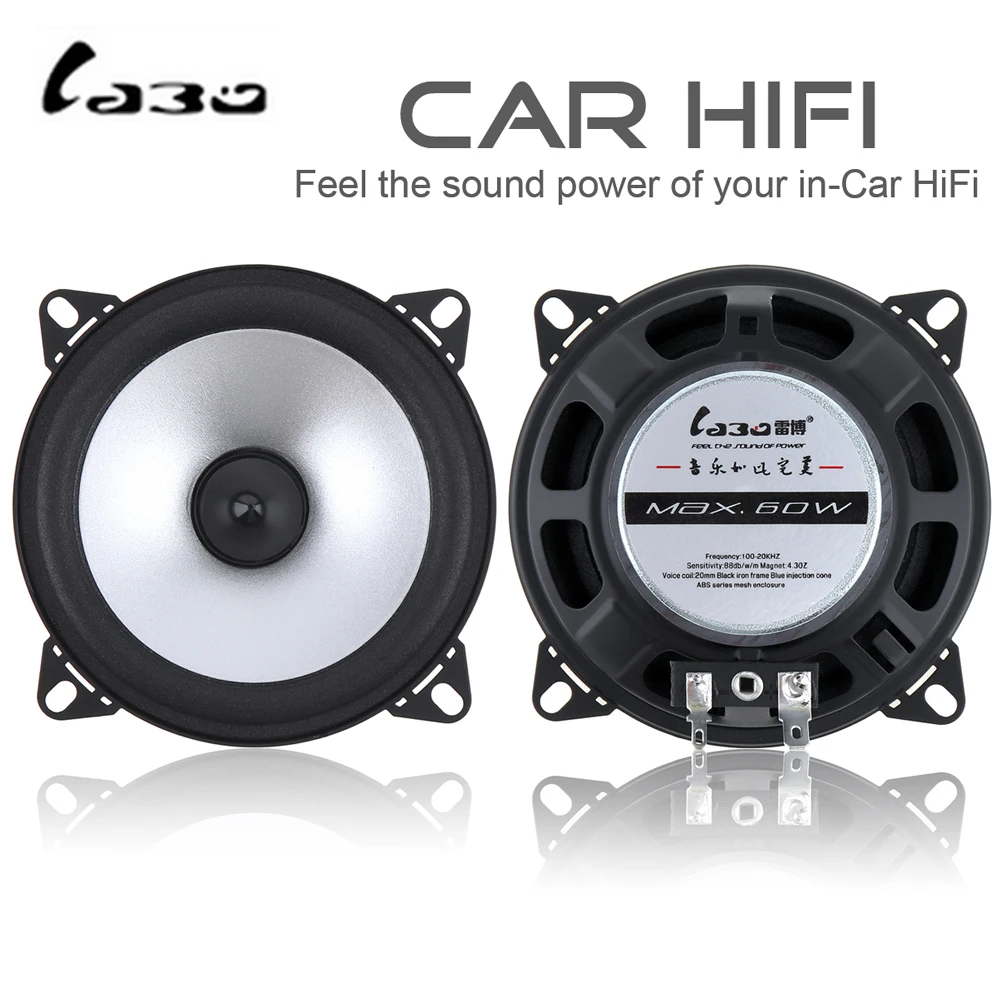 2 шт. LaBo 4 дюймов 60 Вт 2 способа автомобиля коаксиальный Hifi динамик двери автомобиля Авто Аудио Музыка Стерео полный диапазон частот громкий динамик - изображение