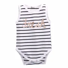 2017 toddler infant baby boy girls striped rompers sleeveless vest top cotton rompers size 0-24M