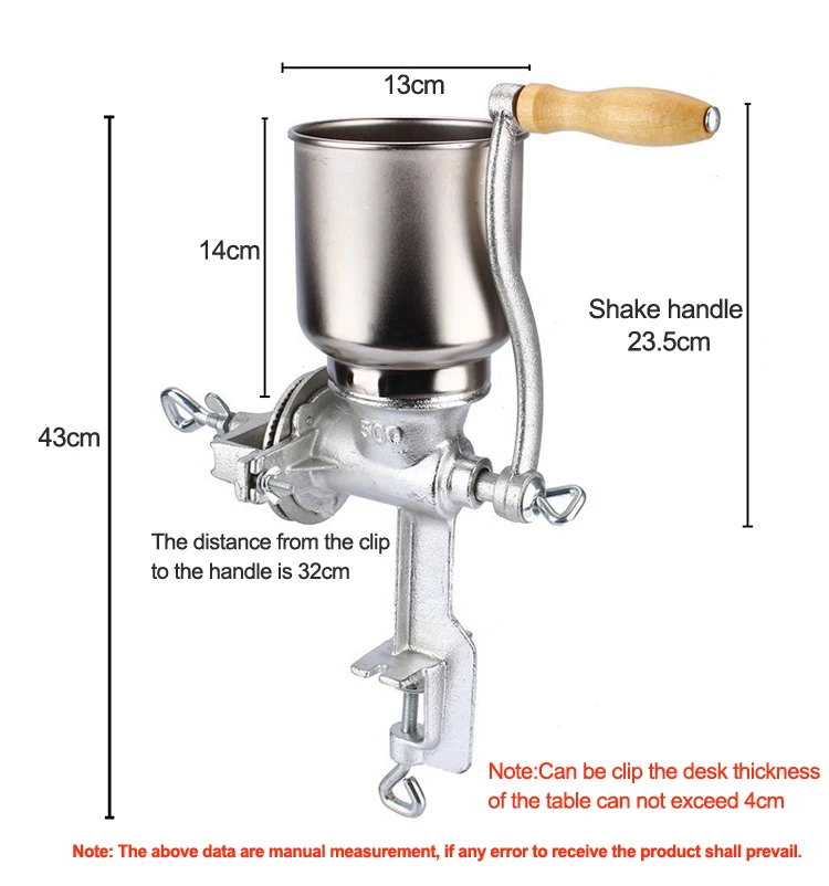Ручная коленчатая зерношлифовальная машина кукурузный орех соевый арахис рисовая ручная зернистая машина ресторанная мельница для зерна 1 шт