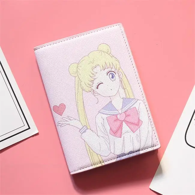 5 стилей, модная Милая мультяшная Обложка для паспорта, женская, искусственная кожа, для путешествий, Сейлор Мун, чехол держатель для паспорта, карты, ID, держатели, 14*10 см - Цвет: Sailor Moon