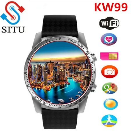 

SITU KW99 Smart Watch Phone MTK6580 3G WIFI GPS Watch Men Heart Rate Monitoring Bluetooth Smartwatch Android Phone PK KW88