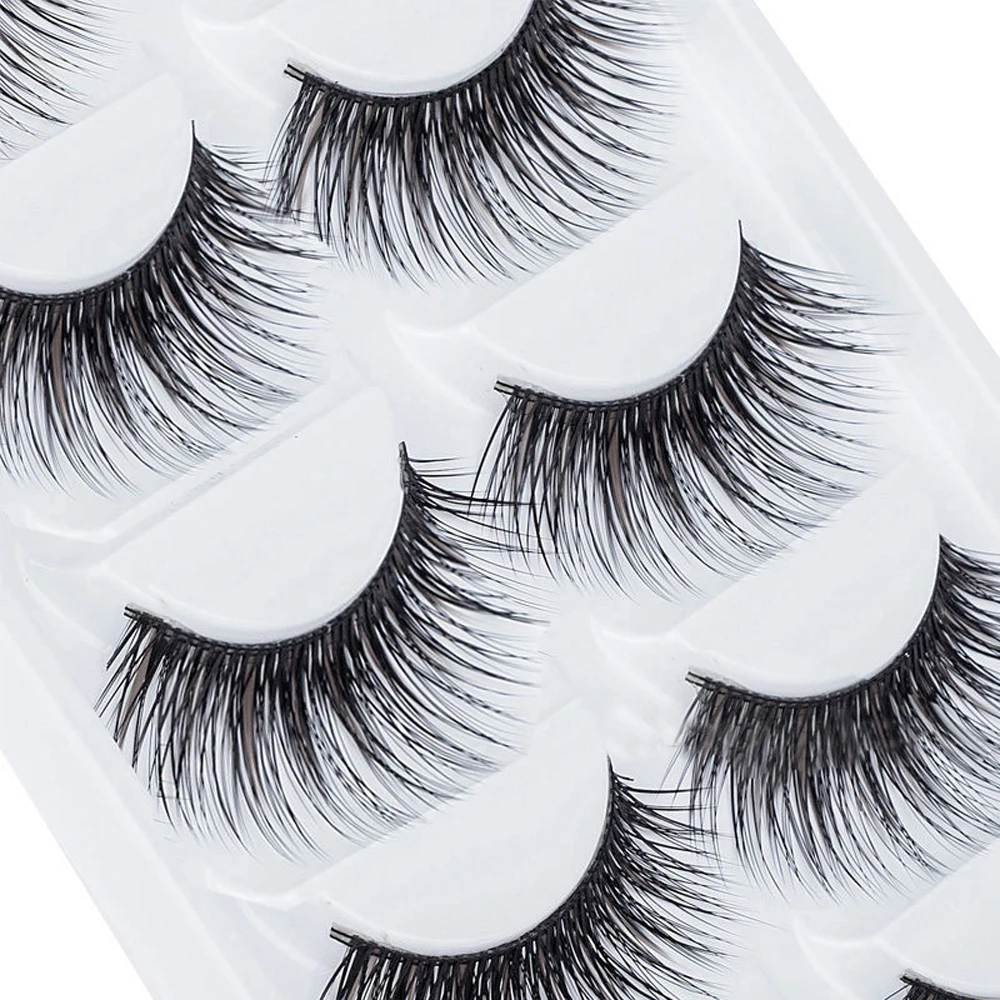 

5 Pairs Handmade Beauty Women Natural Cross Thick Makeup False Eyelashes Long Eye Lashes Extension Tools