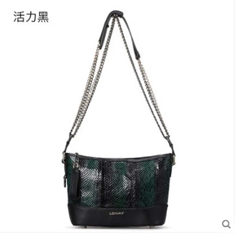 

ledai single-shoulder cross-bod women's small bag 2019 new fashion snakeskin chain bag