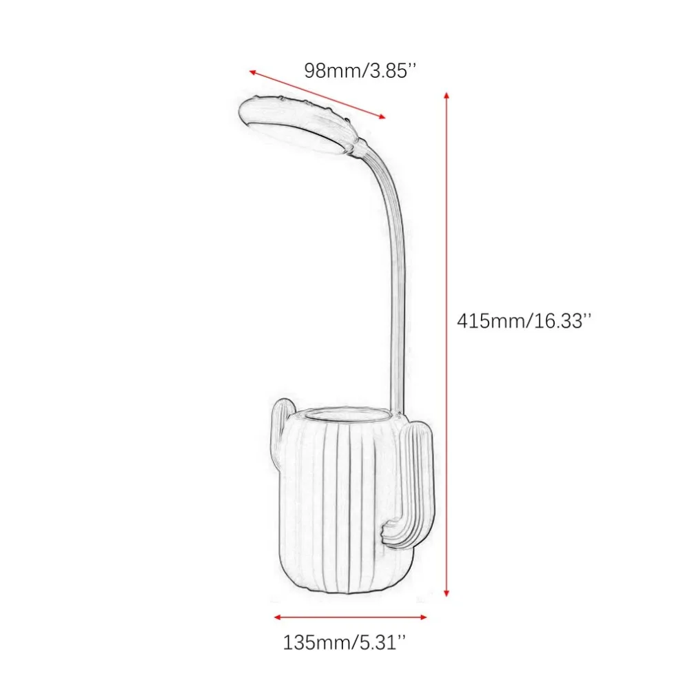 Кактус органайзер для ручек лампа светодиодный настольная защита глаз зарядка лампа для чтения милая детская комната прикроватный ночник