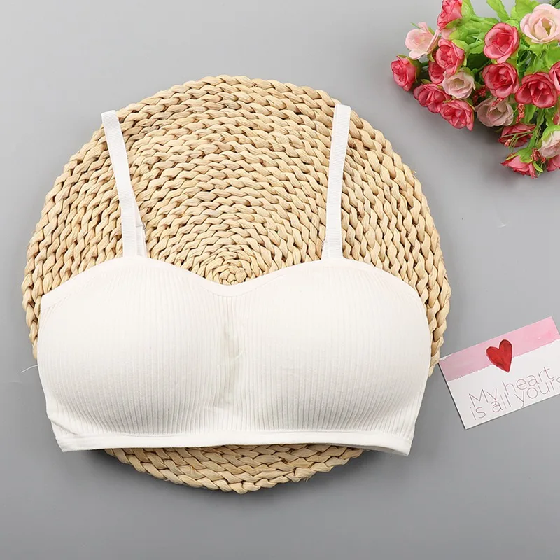 Белый Эластичнные Бикини Топ женский Camisoles сексуальная красота задняя анти-легкая обернутая грудь - Цвет: Белый