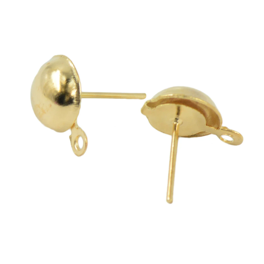 100 Pieces 8 mm Half Ball Earring Ear Stud Pin with 1 mm Closed Loop DIY Earring Findings Making 14 X12 Mm