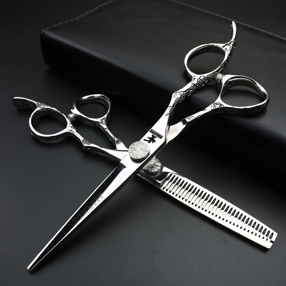 Professional hairdressing scissors japanese design 6 inch hairdressing scissors Black and white hairdresser hair clippers set Professional hairdressing scissors japanese design 6 inch hairdressing scissors Black and white hairdresser hair clippers set