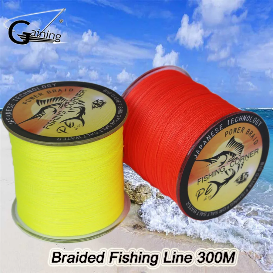 Braided Fishing Line 300M Durable Colorful PE 4 Strands Monofilament
