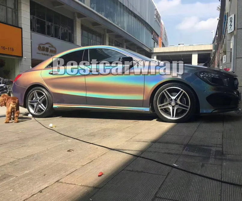 SILVER psychedelic gloss metallic car wrapping film with air bubble free (1)