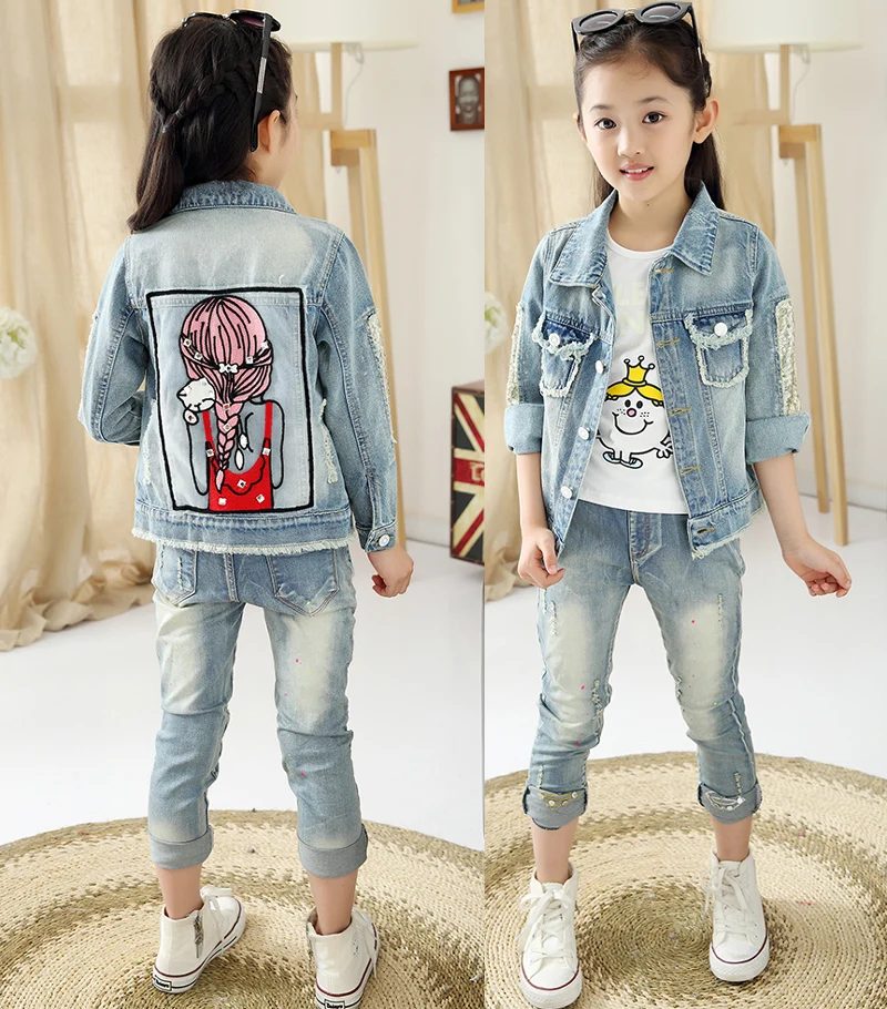 

High quality Spring Autumn Fashion Lovely bright diamond girls denim Outerwear,fit for 2-7y Children coats girls denim Jacket