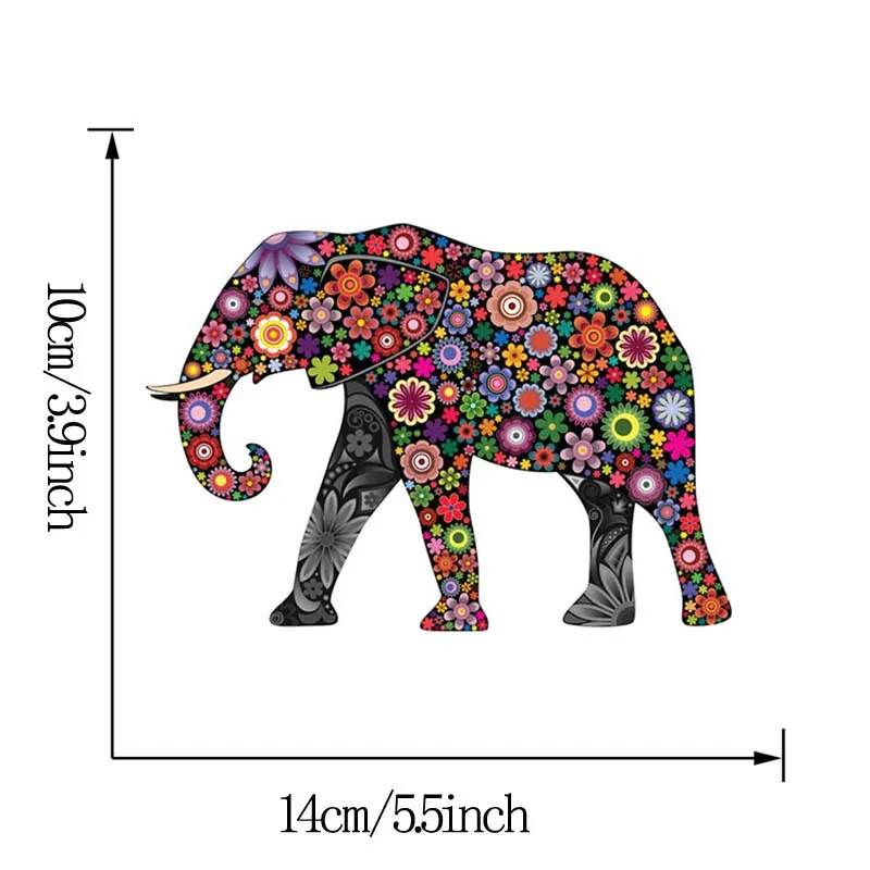 Виниловые наклейки на стену с изображением слона и цветов для компьютера, автомобильные наклейки, съемная наклейка, этнический уникальный стиль, домашний декор
