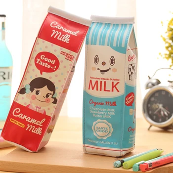 

Cartoon Milk Bottle School Pencil Case Cute Pu Pen Bag Storage Bag Stationery Pouch For Kids Office School Supplies Escolar