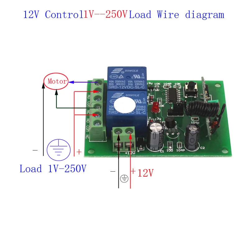 12V 2CH Remote Switch Universal 433Mhz Remote Control Switch 12V Transmitter Receiver Module 433315MHz-6