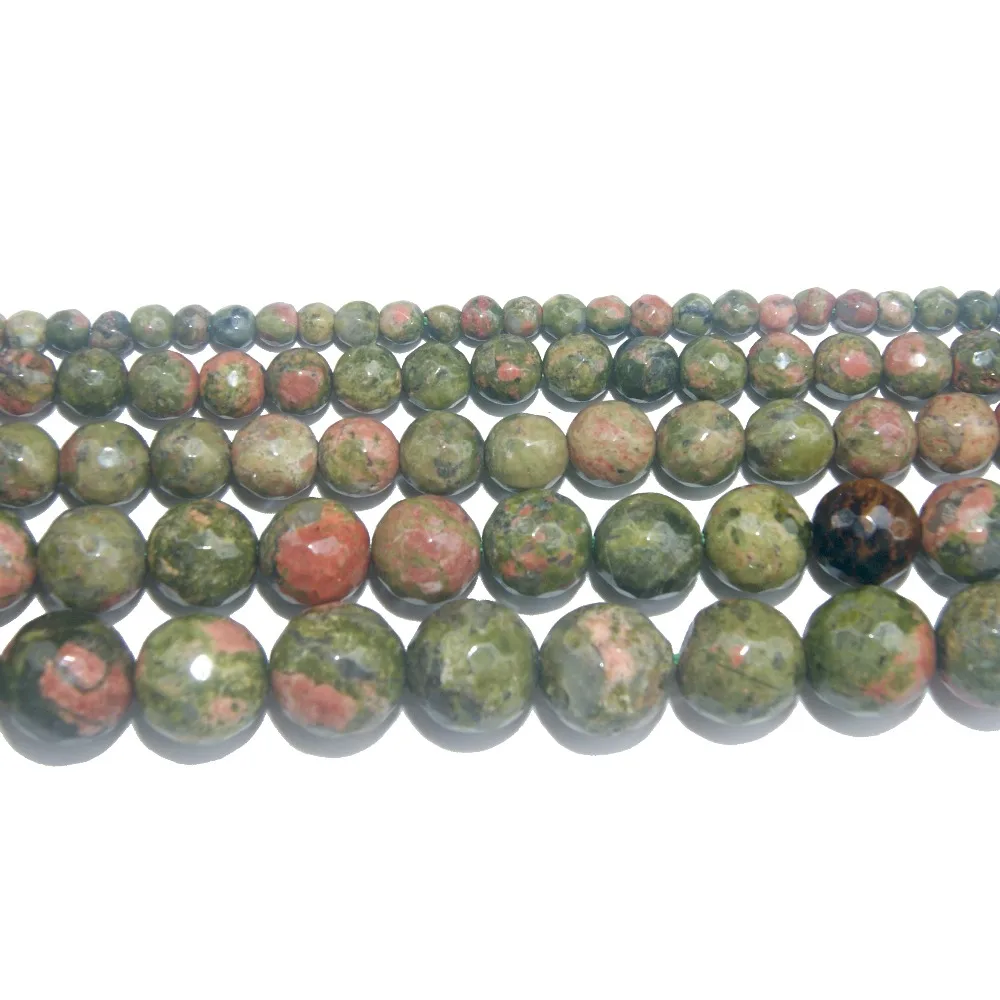 

Faceted Natural Stone Unakite Loose Beads 4 6 8 10 12 MM Pick Size For Jewelry Making Charm DIY Bracelet Necklace Material