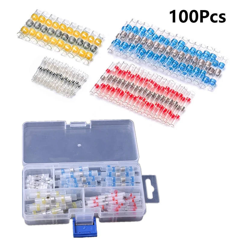 

50/100pcs Solder Seal Wire Connectors Electrapick Heat Shrink Butt Connectors Terminals Electrical Waterproof Insulated Marine