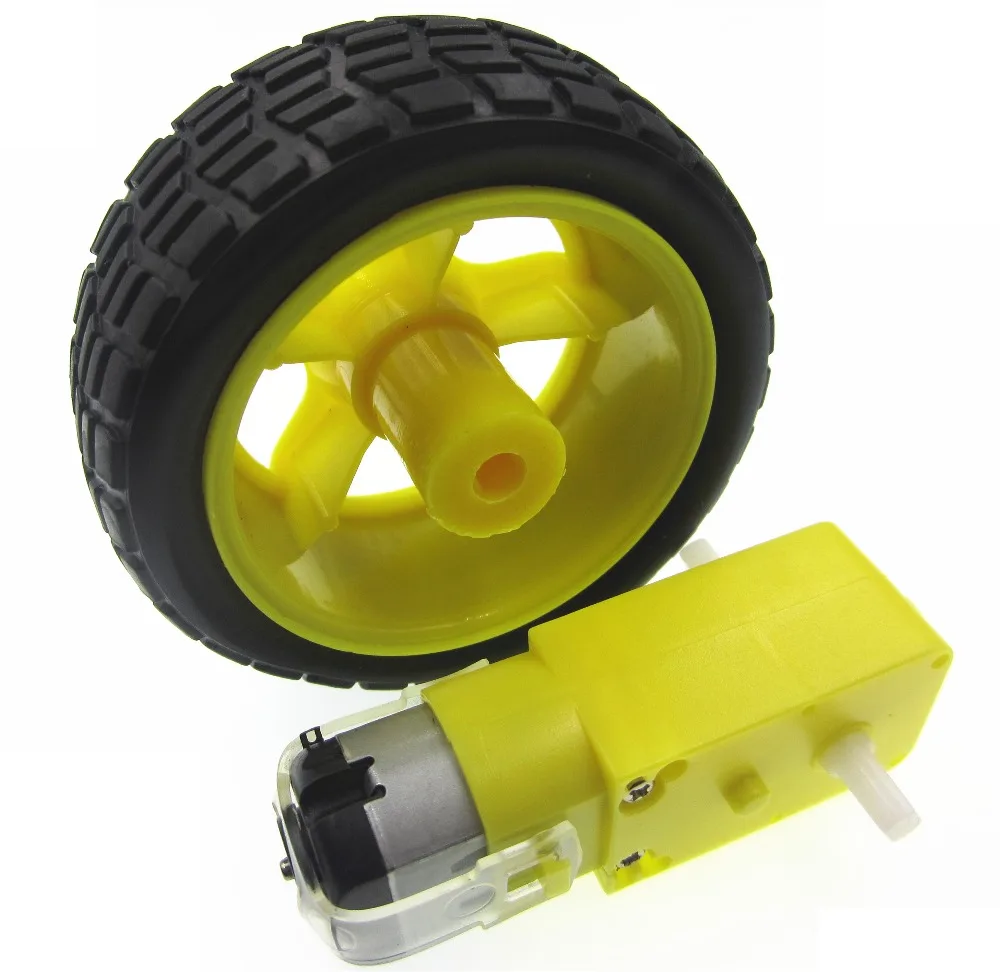 

4Lot/package Deceleration DC motor + supporting wheels smart car chassis, motor / robot car wheels