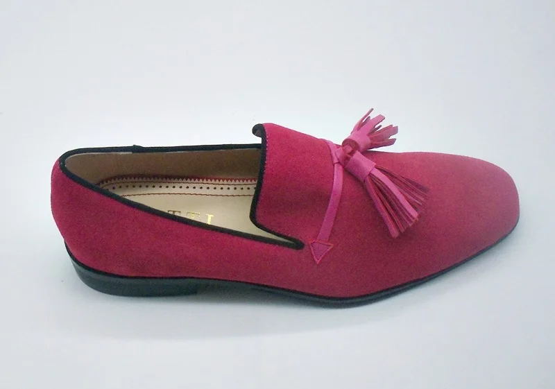LTTL/розовые мужские замшевые модельные туфли; Новинка; модные итальянские мужские лоферы; кожаная обувь ручной работы; туфли на плоской подошве с кисточками; обувь для выпускного вечера без застежки